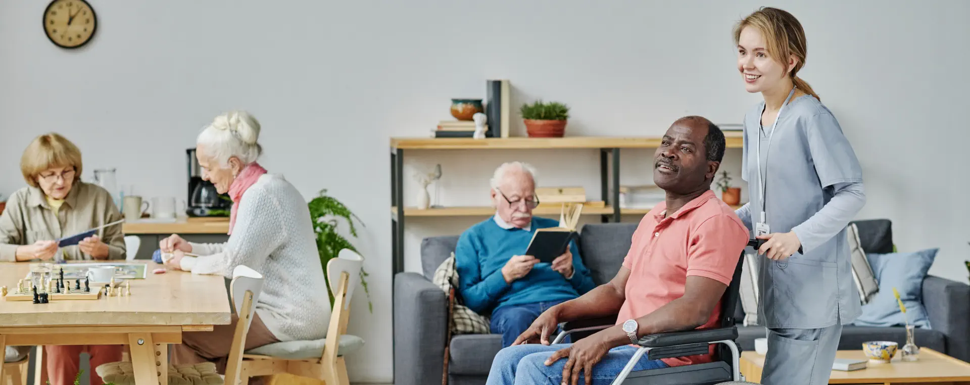 caregiver and an elderly man