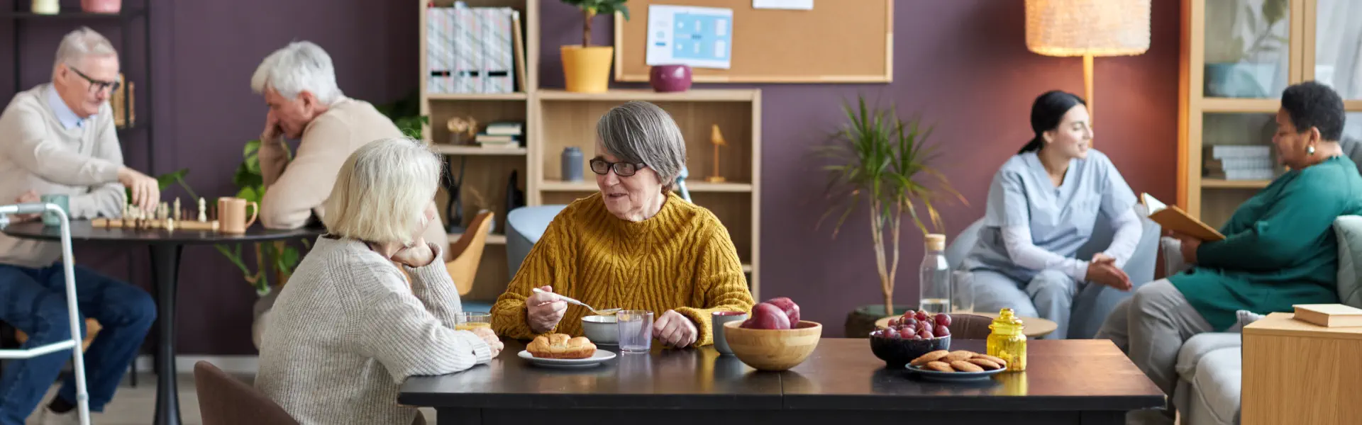elderly people talking